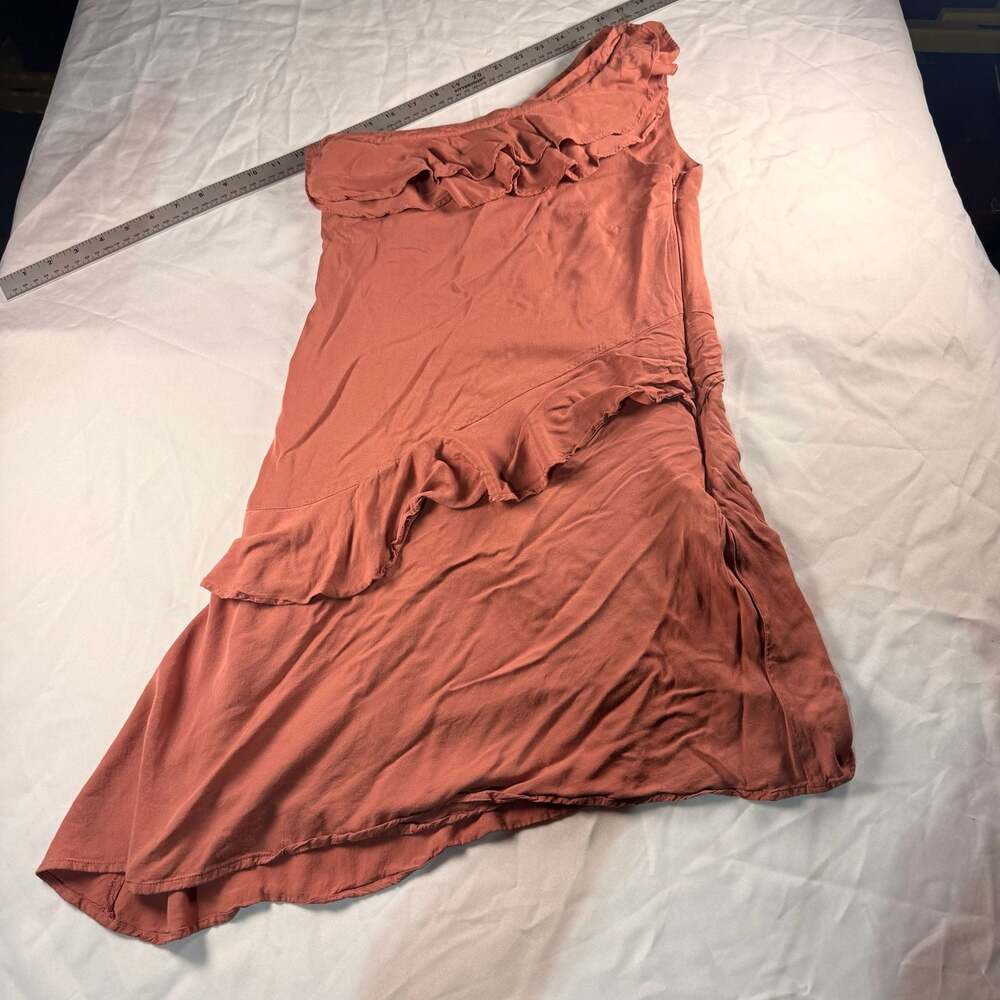 Gianni Bini Ruffled One-Shoulder High-Low Dress in Terracotta